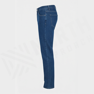 Jean en denim coupe droite délavé foncé pour homme, taille mi-haute, coupe classique, en coton, style décontracté, pantalon d'automne - Product Image 3