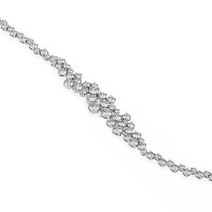 White Round Moissanite Diamond Bracelet & <b>Bangle</b> Round in 18K White Gold Cut Jewelry - Product Image 2