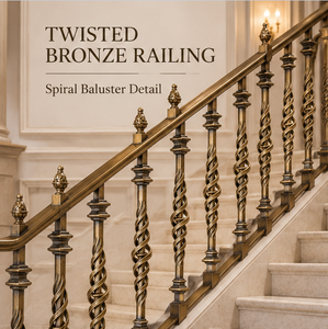 Twisted Bronze Railing <b>Handrail</b> Balustrade for Luxury Hotels Villas Staircases and Traditional Architectural Interiors - Product Image 1