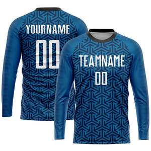 Uniforme de fútbol personalizado, patrón geométrico azul de hexágonos, nombre del equipo personalizado, número, camiseta de fútbol, pantalones cortos, kit completo para hombres y jóvenes - Product Image 4