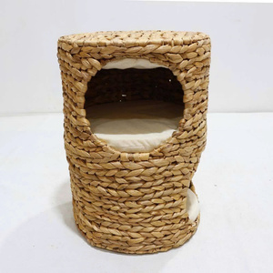 Natural Water Hyacinth 2-Tier Multifunctional Cat House Cave Bed Washable <b>Cushions</b> Eco-Friendly Living Room Pet Furniture All - Product Image 2