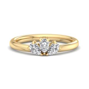 Anillo de lujo de oro rosa con tres diamantes talla pera, banda minimalista en forma de abanico, joyería de moda, regalo para mujer - Product Image 6