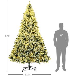 Albero di Natale Artificiale 9 Piedi con Luci LED Bianco Caldo o Colorate, Rami Effetto Ghiaccio, Base in Acciaio per Decorazioni Festive - Product Image 2