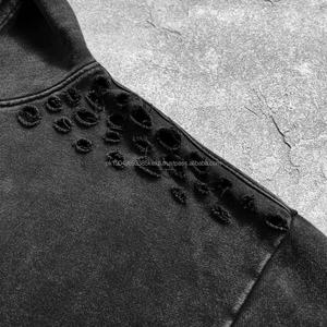 Sudadera con Capucha Personalizada con Logotipo, 400G, Lavado Ácido, 100% Algodón, Estilo Vintage, Casual, Holgada, para Hombre - Product Image 6