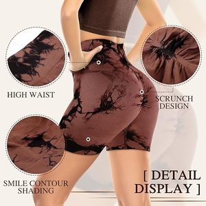 High <b>Waist</b> Breathable Quick Dry Stretchy Sporty Knitted Spandex Nylon <b>Elastic</b> <b>Waist</b> Women's Yoga Shorts - Product Image 4