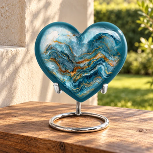 Gran oferta, hermosa urna católica para adultos de cremación de corazón de recuerdo para cenizas humanas con soporte y bolsa de terciopelo gratis - Product Image 6