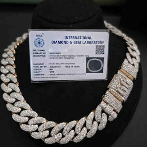 Cadena Cubana de Lujo con Diamantes Cultivados en Laboratorio en Plata de Ley 925 para Fiesta, Cadena Cubana de 22MM - Product Image 6