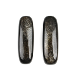 ควอตซ์เคลือบทองธรรมชาติคุณภาพเยี่ยม ทรงคาโบชองขนาด 10x30 มม. รูปทรงยาวแบบคุชชั่น ด้านหลังแบน สำหรับทำเครื่องประดับต่างหู - Product Image 1