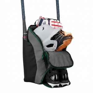 <b>Green</b> Nylon Baseball <b>Backpack</b> 30-40L Capacity Sports Organizer with Bat Sleeves - Product Image 6