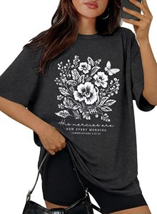 Nouveaux T-shirts tendance pour femmes 100% coton, imprimés graphiques DTF, col rond, t-shirts d'été, coupe ample, manches courtes - Product Image 4
