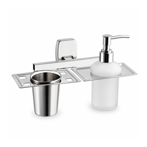 Support mural moderne Promixo en acier inoxydable de qualité supérieure pour distributeur de savon liquide, résistant à la rouille, avec design de drainage robuste - Product Image 1