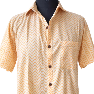 Chemise en coton unisexe imprimée à la main |   Chemise à manches courtes imprimée à la main |   Chemise artisanale faite à la main |   Mode éthique et durable - Product Image 1