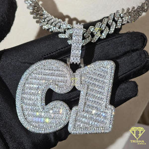 จี้ตัวอักษร C1 พร้อมสร้อยคอประดับเพชรโมอิสซาไนต์แบบ Iced Out สไตล์ฮิปฮอป สร้อยคอแบบสั่งทำพิเศษ เครื่องประดับสุดหรู - Product Image 1
