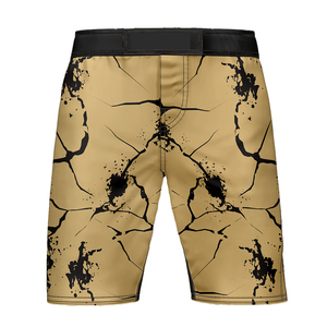 Shorts de bain décontractés pour hommes à séchage rapide, motif craquelé, taille élastique, motif noir et or, shorts de sport - Product Image 1