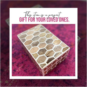 Handmade Decorative Honeycomb Pattern Bone Inlay Jewelry <b>Box</b> Housewarming <b>Keepsake</b> Storage <b>Box</b> Home & Table Decor - Product Image 3