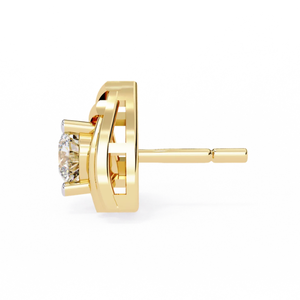 Pendientes Ajretail de Oro de 14K con Diamante Natural Trillium de 0.64ct, Corte Brillante Redondo, Estilo Étnico - Color HI Claridad VS-SI - Product Image 4