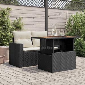 Tavolo da giardino in legno massello di Acacia con Rattan in PE nero e prodotto per categoria di stoccaggio in acciaio verniciato a polvere - Product Image 3