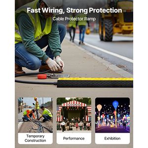Protector de Cables de Goma de Alta Resistencia con Capacidad de 22,000 Lbs/axiel, Rampa de 4 x 3 Canales para Proteger Cables de Señales de Tráfico - Product Image 2