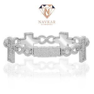925 VVS Hip Hop Iced Out Sterling <b>Silver</b> Diamond Tennis Bracelet with Stainless Steel Cuban Chain Bracelet Women Jewelry <b>for</b> <b>Men</b> - Product Image 5