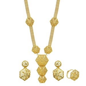 Wholesale 14K18K24K Gold Plated Bridal Turkish Design Set Traditional Dubai Style <b>Long</b> Jewelry Set Middle East Gold Fashion Set - Product Image 1