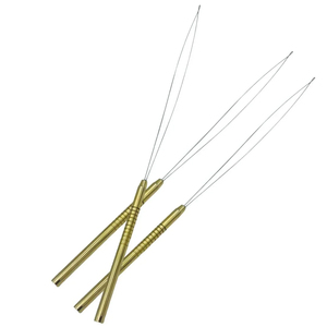 Gold Grooved Grip Hair Extension Loop <b>Needle</b> Micro Links <b>Threader</b> Pulling Wire Hook Bulk Salon Barber Accessories - Product Image 1