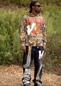 Sweat à capuche décontracté pour homme, motif uni, manches longues, en coton mélangé molletonné, style streetwear, avec impression personnalisée - Product Image 4