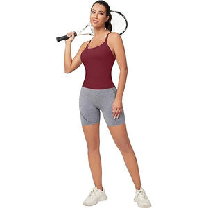 Camiseta sin mangas para mujer, textura acanalada, mezcla de poliéster, corte ajustado, para entrenamiento, informal, a la moda - Product Image 5