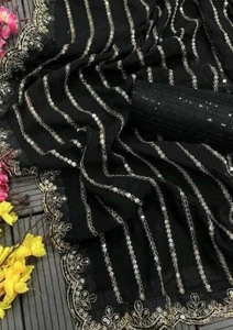 Sari de Seda Artística con Estampado KV, Elegante, para Uso Diario, Bodas y Fiestas, Antiarrugas, Reversible y de Secado Rápido, para Otoño - Product Image 3