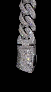 Luxury Moissanite Cuban Link <b>Chain</b> Necklace <b>Iced</b> <b>Out</b> Hip Hop Jewelry 925 Silver Finish Unisex Statement Gift Shine - Product Image 3