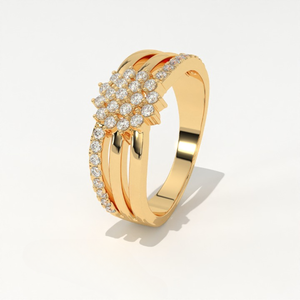 Anillo de compromiso y aniversario Aarinya para mujer, asimétrico, con diseño floral de rosas, en oro de 14K y diamantes cultivados en laboratorio con corte brillante. - Product Image 4