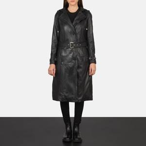 NOUVEAU Manteau trench en cuir véritable pour femme, couleurs personnalisées, longueur longue, style classique, doublure en fourrure de coton, fermeture éclair - Product Image 1