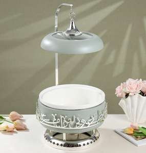Plato de Vidrio de Lujo para Calentar y Servir Alimentos con Soporte, Tapa con Caligrafía Árabe, Juego de Buffet para Pescado y Arroz - Product Image 2