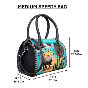 Sac de voyage en cuir de vachette artisanal de qualité supérieure, style western, nouveau, sac à main de voyage peint à la main pour femmes - Product Image 2