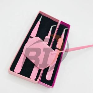 Pince à épiler d'extension de cils en acier inoxydable rose personnalisée professionnelle forte adhérence Logo personnalisé pointe pointue durable personnalisée - Product Image 1