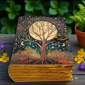 Carnet en cuir vintage fait main avec motif arbre - Product Image 3