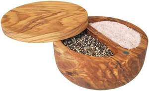 Pot à sel et à piment en bois artisanal de qualité supérieure avec couvercle en bois, design moderne, compatible lave-vaisselle, cuillères incluses à prix avantageux - Product Image 5