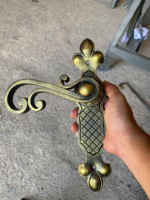 Poignée de porte décorative EURO IRON, finition laiton vintage, ambidextre, motif floral, contrôle tactile pour porte d'entrée intérieure