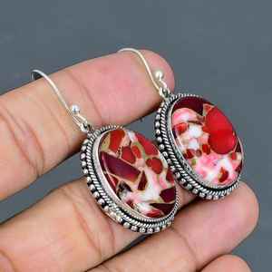 ต่างหูห้อยประดับพลอยเทอร์ควอยซ์คิงแมน ทำมือ เงินแท้ 925 สไตล์วินเทจ ของขวัญเครื่องประดับจากธรรมชาติ - Product Image 2