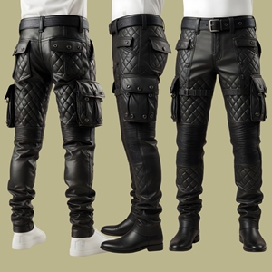 Pantalon en cuir véritable pour homme de haute qualité, style punk, jeans, pantalon BLUFF, pantalon de motard - Product Image 6