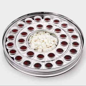 HIGH QUALITY STAINLESS STEEL HOLY COMMUNION SET 33 CUPS SINGLE <b>TRAY</b> COVER <b>MIRROR</b> FINISH DISHWASHER SAFE NO BASE - Product Image 1