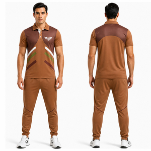 Custom Cricket Tracksuit Brown Sportswear Set Men Polyester Training Suit Team Uniform Quick Dry Cricket Apparel - Product Image 1