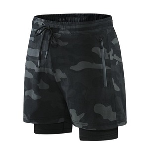 High Quality Sublimation Mens 2 in 1 Quick Dry Breathable Eco-Friendly Knee Length Training Shorts Athletic Gym Wear - Product Image 5