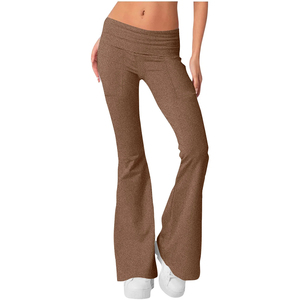 Legging évasé taille haute marron pour femme, respirant, extensible dans les quatre sens, idéal pour l'entraînement et le fitness – Meilleure vente - Product Image 6