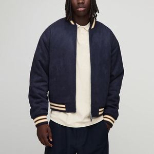 Blouson en daim pour homme, coupe classique, col rabattu, fermeture éclair, style décontracté - Product Image 4