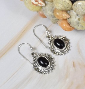 Wholesale Natural <b>Black</b> Onyx <b>Earrings</b> 925 Sterling Silver Handmade <b>Black</b> Onyx Drop <b>Dangle</b> <b>Earrings</b> Vintage Boho Gemstone Fine - Product Image 1