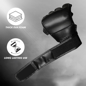Guantes de Boxeo MMA Transpirables para Club/Equipo, Color Negro, Medios Dedos, Cierre de Velcro, Unisex, para Entrenamiento de Artes Marciales - Product Image 6