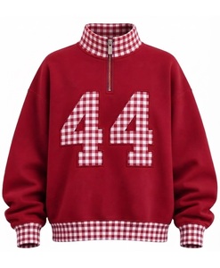 <b>Pink</b> Women's Breathable Quick Dry 100% Cotton Casual Fleece <b>Sweatshirt</b> with 44 Applique Front Zip Turtleneck Collar Autumn Wear - Product Image 3