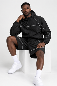 Conjunto Deportivo Ligero con Capucha para Hombre, Chaqueta y Pantalones Cortos, Ropa Deportiva Personalizada, Traje Informal de Dos Piezas para Actividades al Aire Libre - Product Image 4