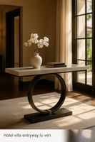 Table console moderne en surface solide de marbre, résistante à l'eau, finition polie, bord carré, montage au sol, taille personnalisable pour l'intérieur