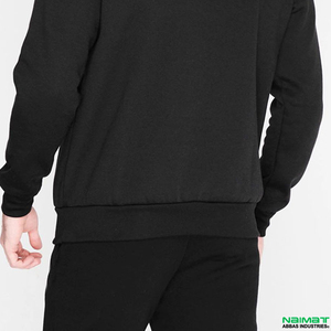 Sweat-shirt col rond noir uni personnalisé pour homme, en molleton épais, à épaules tombantes, décontracté, uni, à manches longues, doux et chaud - Product Image 1